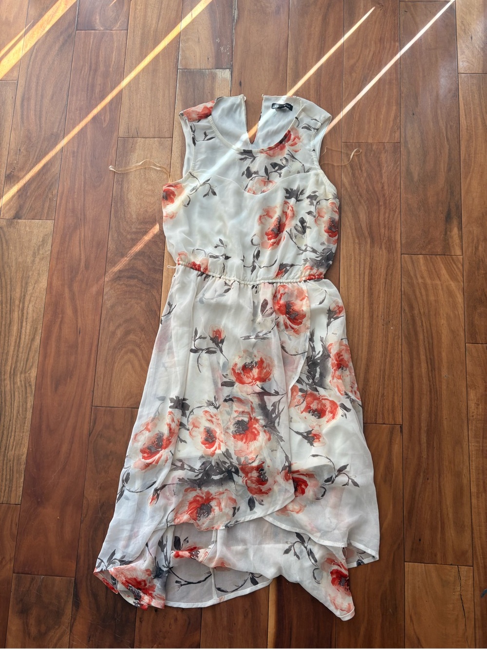 As U Wish White Dress with Coral Floral Print